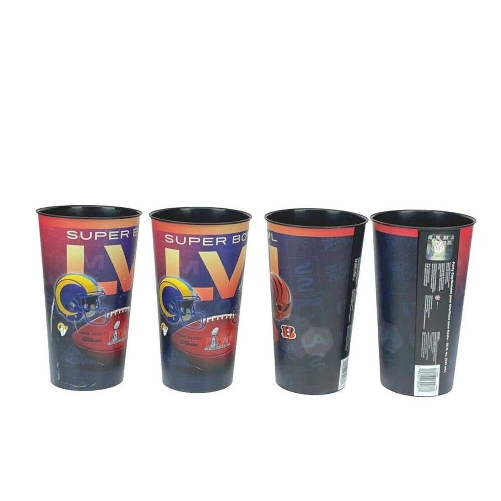 LOT OF 4 Super Bowl LVI (56) Souvenir Cups Cincinnati Bengals Los Angeles Rams